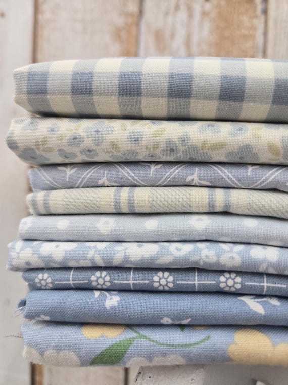 Cottage Charm...HALF YARD Blue Bundle...Heather Briggs of My Sew Quilty Life...Moda Fabrics...9 prints