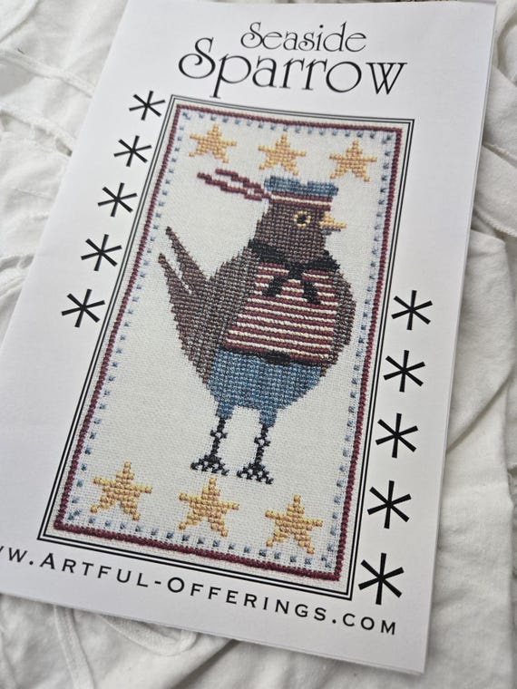 Seaside Sparrow...Artful Offerings...cross stitch chart...Independence Day...Patriotic...Americana