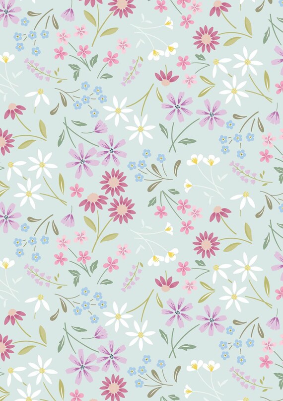 Pressed Flower Collection...Sleeping Bloom...Light Teal...CC51.3...Cassandra Connolly...Lewis & Irene