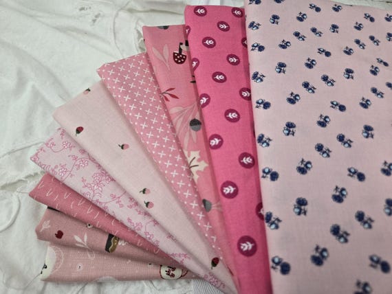 Pink Lemonade...HALF YARD Bundle...rose/pink shades...9 prints
