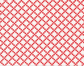Dwell Nine Patch Cream Red 55272 11 by Camille Roskelley for Moda Fabrics