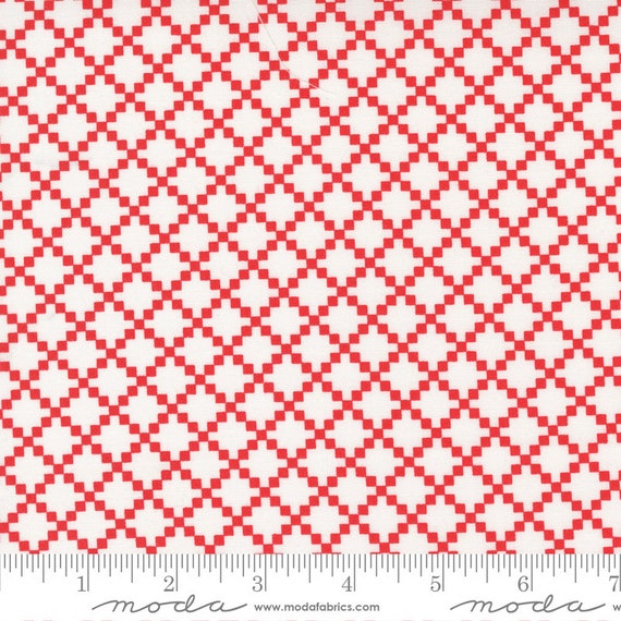 Dwell Nine Patch Cream Red 55272 11 by Camille Roskelley for Moda Fabrics