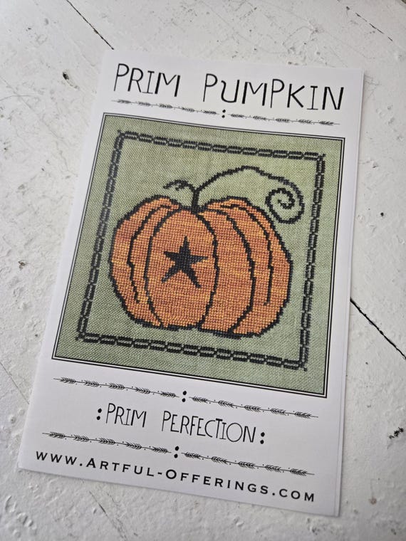 Prim Pumpkin...Artful Offerings...cross stitch chart...autumn...Halloween