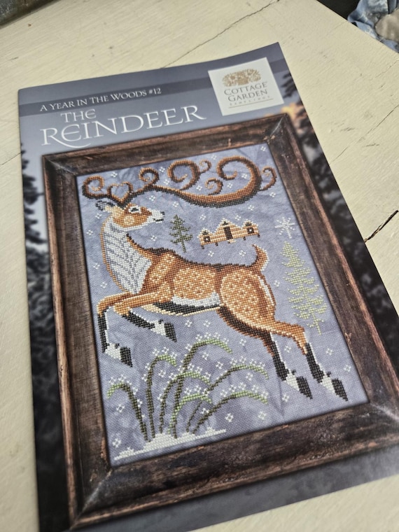 The Reindeer...A Year in the Woods #12...Cottage Garden Samplings...cross stitch chart...Christmas