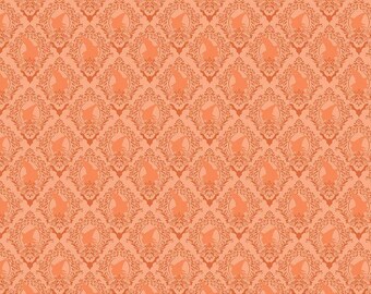 Spooky Schoolhouse Damask Orange designed by Melissa Mortenson for Riley Blake Designs, halloween, autumn