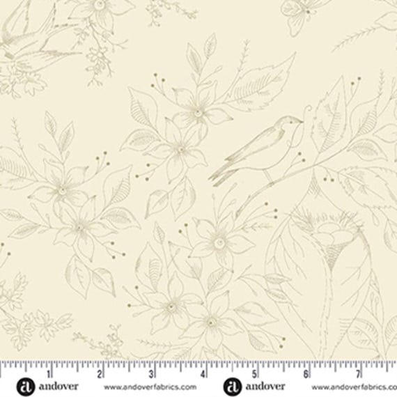 Sewing Bird...A-1602-L Sand...Edyta Sitar...Laundry Basket Quilts...Andover