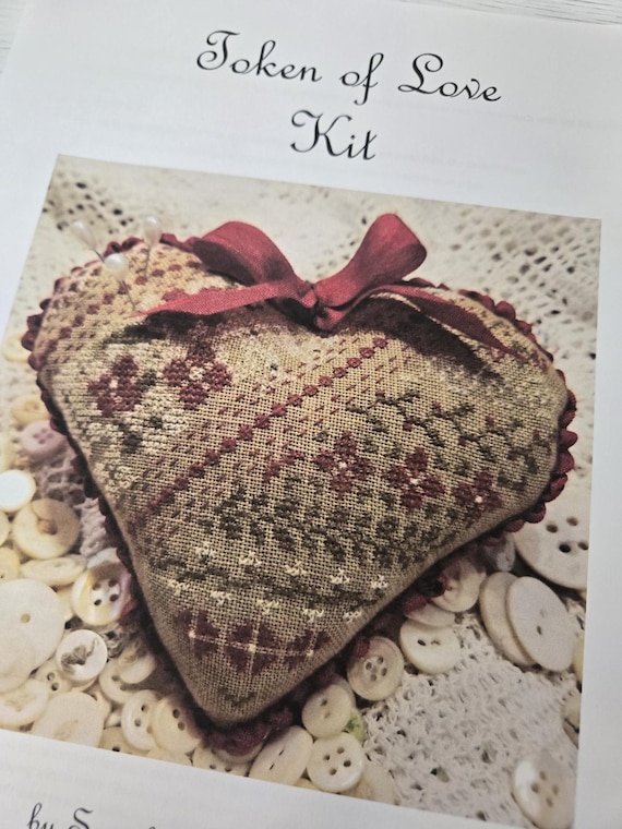 Token of Love...Samplers Not forgotten...cross stitch kit...heart