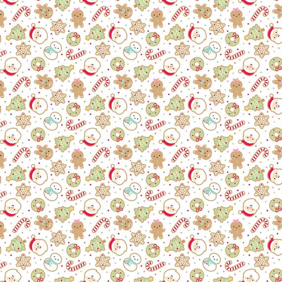 Gingerbread Kisses...C16441 WHITE...Doodlebug Designs...Riley Blake Designs