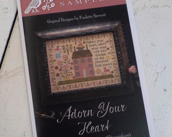 Adorn Your Heart  (And Adorn Your Pincushion) by Plum Street Samplers...cross stitch pattern, house cross stitch