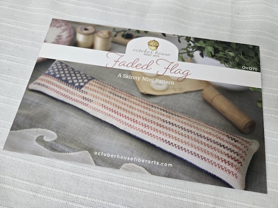 Faded Flag...October House Fiber Arts...cross stitch chart...skinny mini pattern...Americana