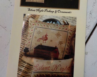 Silent Night Pinkeep and Ornament by Stacy Nash Primitives...cross stitch pattern