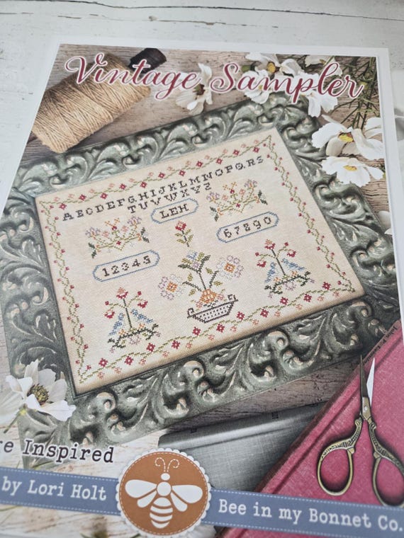 Vintage Sampler Cross Stitch...Lori Holt...Bee in My Bonnet...cross stitch chart...it's sew emma stitchery