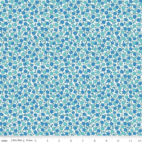 Storytime 30s Floral C13865-BLUE by RBDDesigners