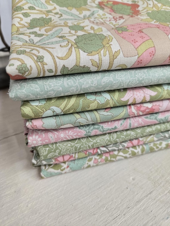 Songbird...Sage and Teal HALF Yards...a Tilda Collection...Tone Finnanger...8 prints