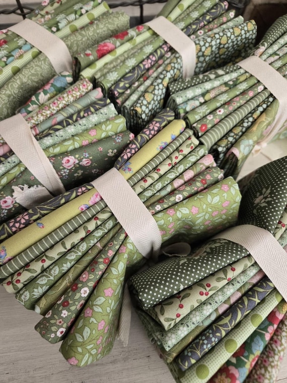 Tilda Stashbuilder...Green FQ Bundle...a Tilda Collection...Tone Finnanger...8 prints