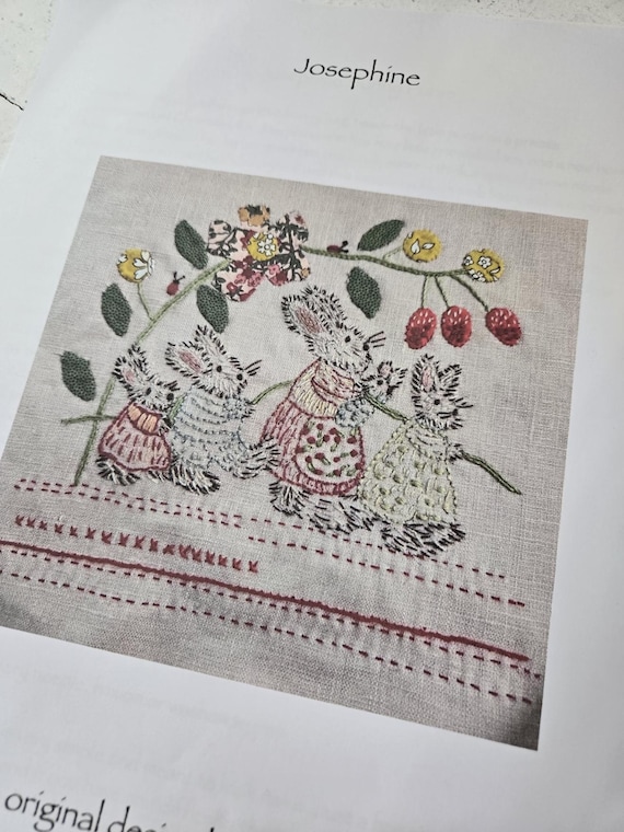 Josephine...a sweet little embroidered bunny bag...pattern designed by Susan Smith