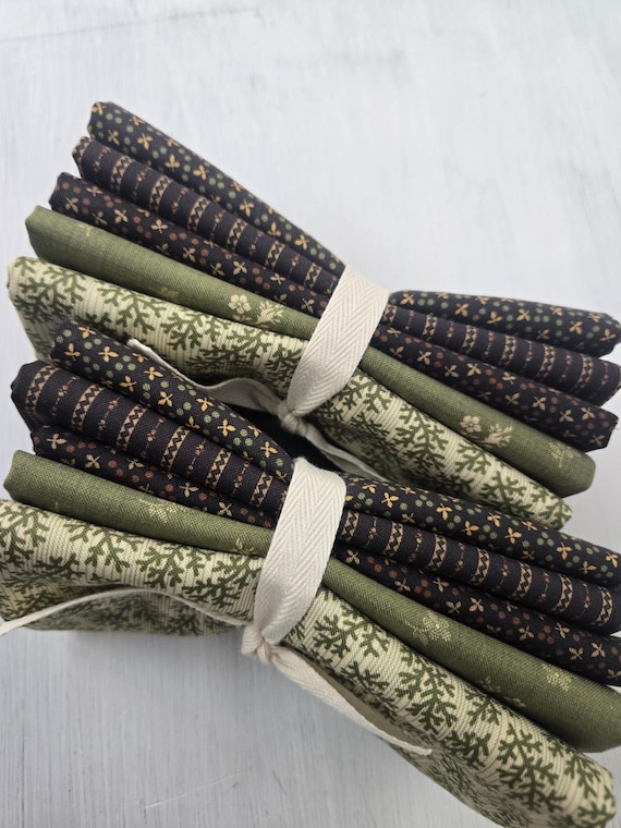 Miss Mollie 1850-1890...Green & Black FQ Bundle...Betsy Chutchian...Moda Fabrics...5 prints