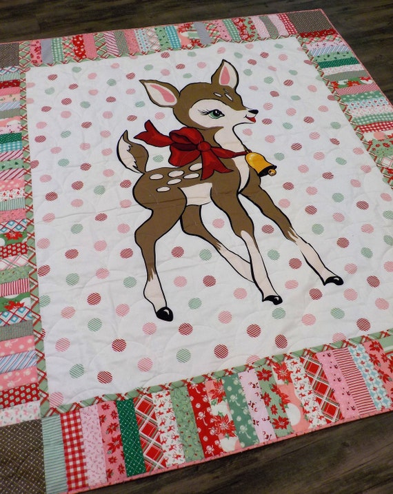 PDF Peppermint Christmas...featuring Deer Christmas panel by Urban Chiks for Moda Fabrics...pattern designed by Mickey Zimmer