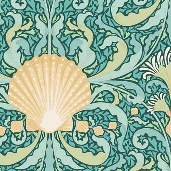 Cotton Beach Scallop Shell Teal TIL100336-V11...a Tilda Collection designed by Tone Finnanger