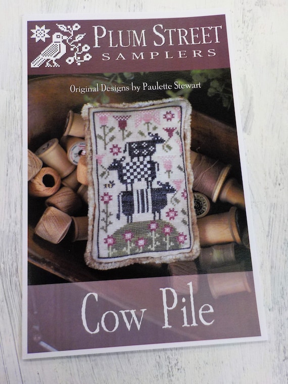Cow Pile by Plum Street Samplers...cross stitch pattern, cow cross stitch