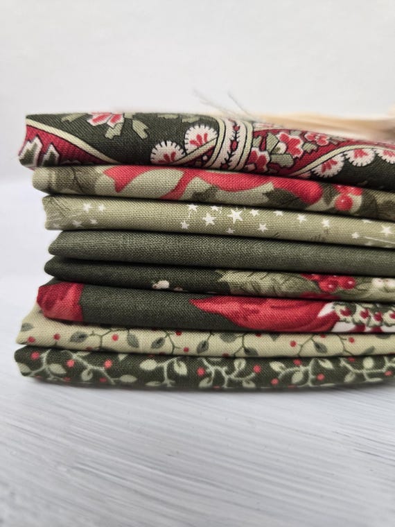 Candlelight Christmas...Green HALF Yard Bundle...3 Sisters...Moda Fabrics...8 prints