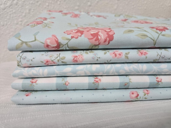 Abide...Light Blue HALF Yard Bundle...Brenda Riddle of Acorn Quilt Company...Moda Fabrics...5 prints