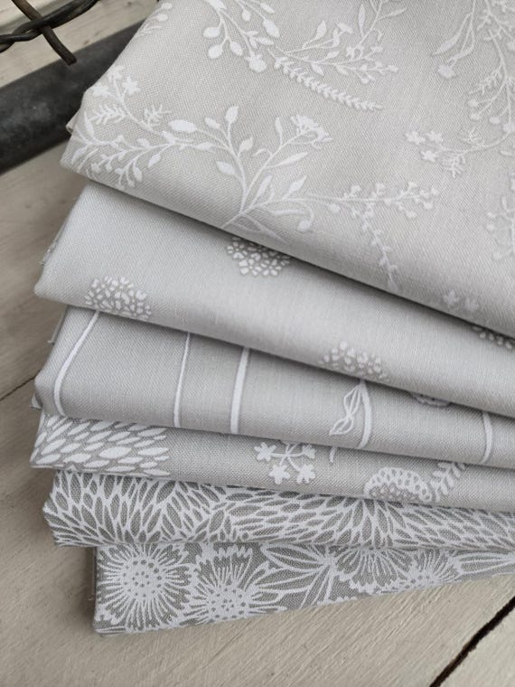 Alabaster Hues...Greige Palette...HALF Yard Bundle...Vanessa Lillrose & Linda Fitch...Robert Kaufman...6 prints