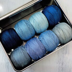 Sky thread box...featuring 8 DMC perle cotton balls...no 8