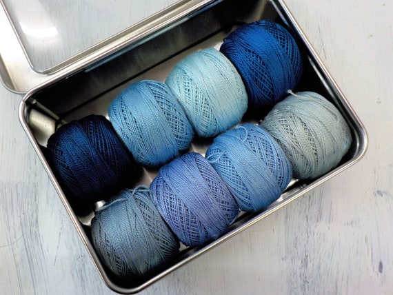Sky thread box...featuring 8 DMC perle cotton balls...no 8
