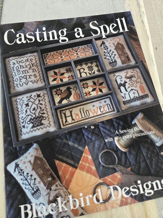 Casting a Spell, sewing box and two extra pincushions, by Blackbird Designs...cross-stitch design