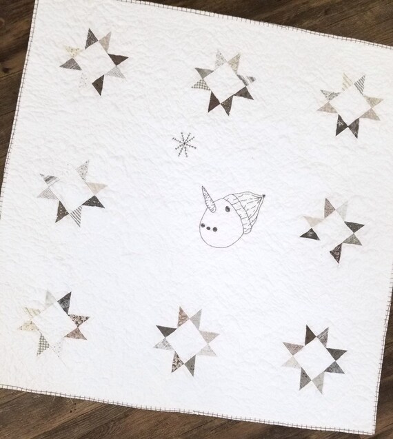 First Snow kit...designed by Mickey Zimmer...quilt kit, embroidery and quilting, grey