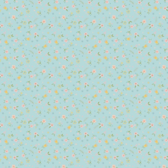 Finding Wonder Blue Blossoms FW24203 by Sheri McCulley for Poppie Cotton