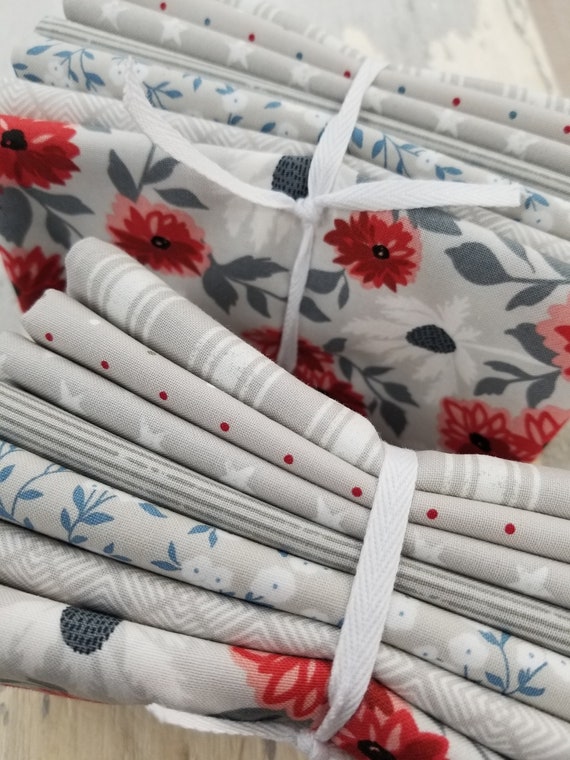 Old Glory Silver Fat Quarter Bundle by Lella Boutique for Moda Fabrics...patriotic, Americana