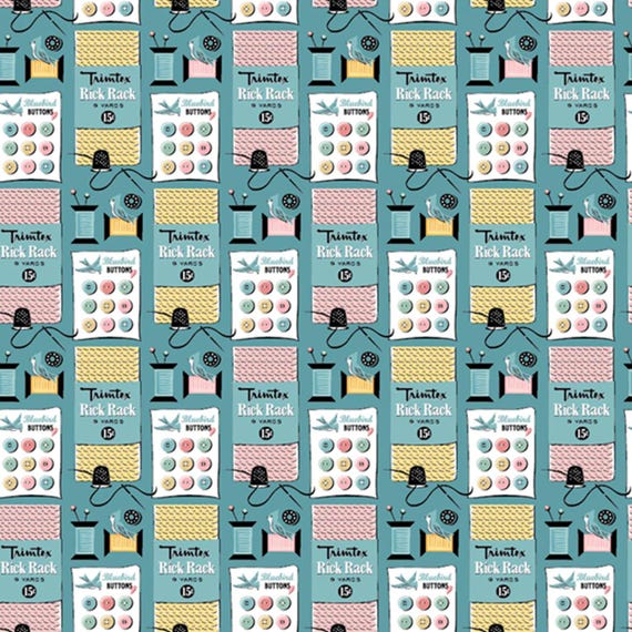 Granny's Sewing Room...Sewing Notions blue...GS25924...Sheri McCulley...Poppie Cotton