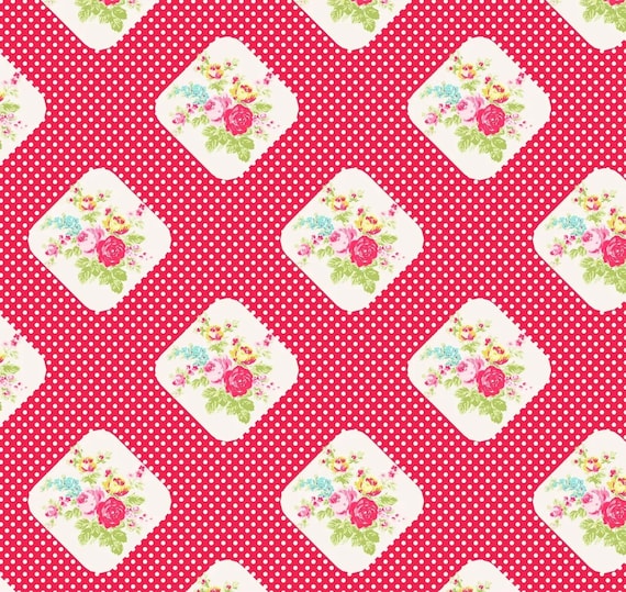 Posie TW08 red by Tanya Whelan...cottage style print, red