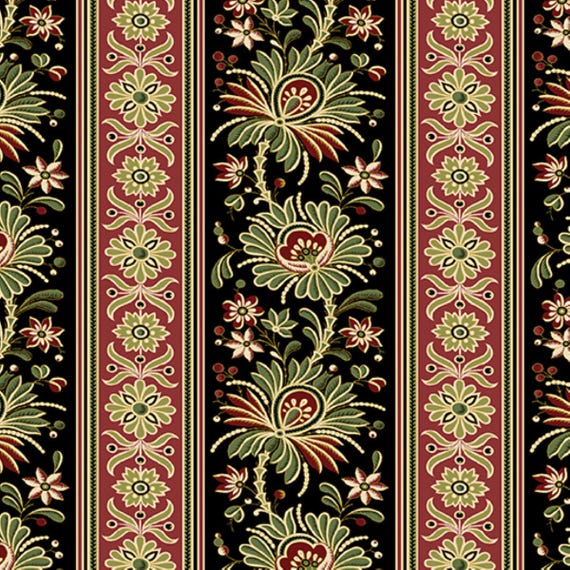 Christmas at Home...16718M-12 Kenna Stripe...Black...April Cornell...Benartex