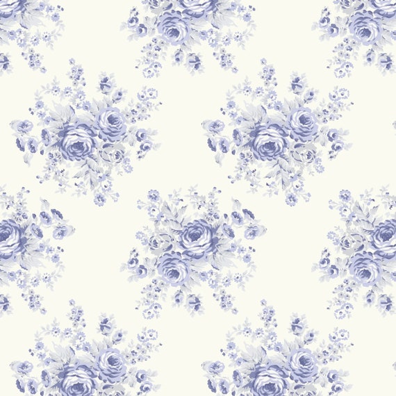 Amelie...TW21 Blue...Tanya Whelan...cottage style print...floral