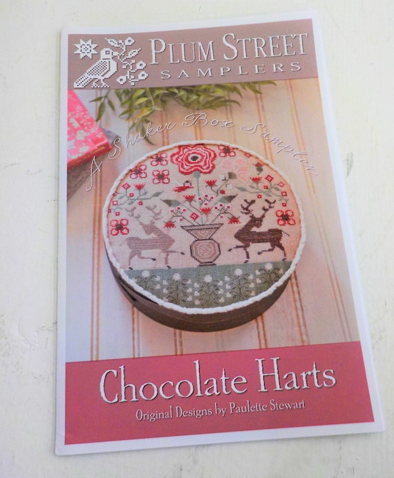 Chocolate Harts by Plum Street Samplers...cross stitch pattern, valentine's day, a shaker box sampler