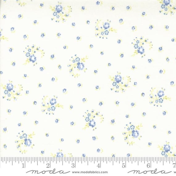 Hollyhocks & Roses...Jasmine Sky 3052-12...Bunny Hill Designs...Moda Fabrics