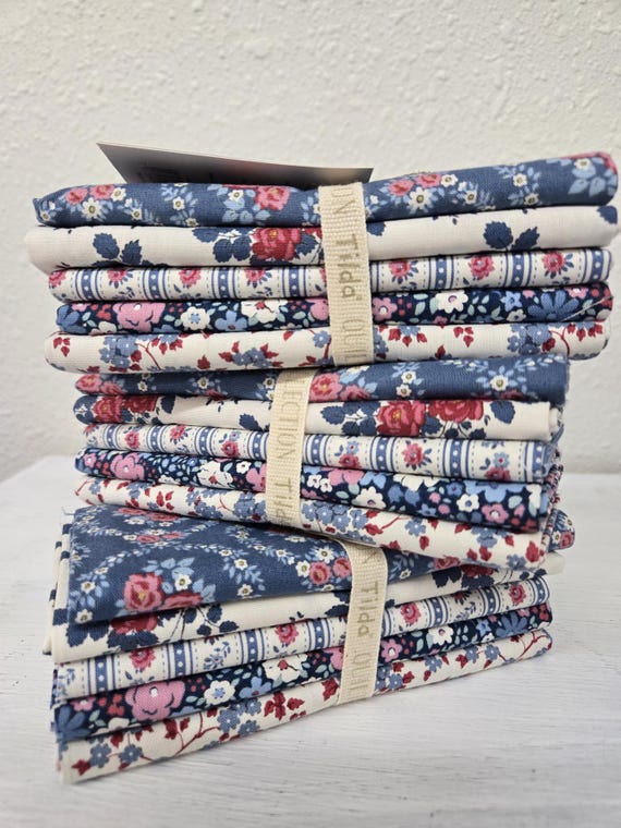 Village Life...Blue...FQ Bundle...Tilda fabrics...Tone Finnanger...5 prints