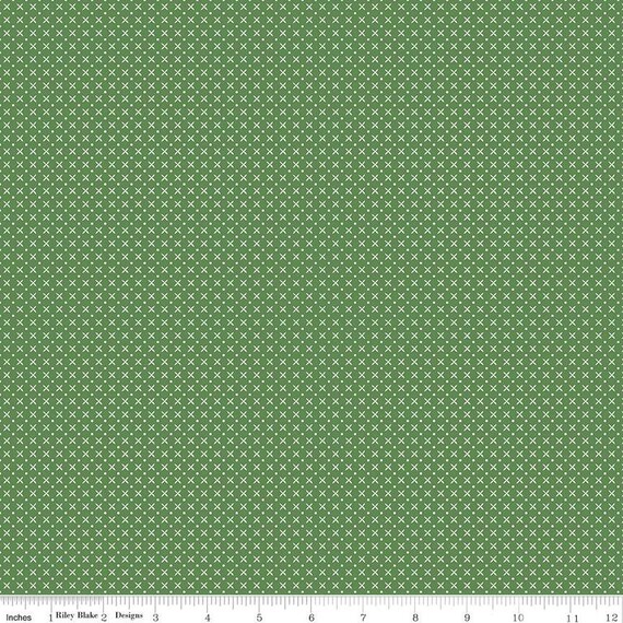 Tulip Cottage Stitches Green C14267-GREEN designed by Melissa Mortenson for Riley Blake Designs