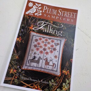 Falling by Plum Street Samplers...cross stitch pattern, Halloween cross stitch, autumn cross stitch, autumn