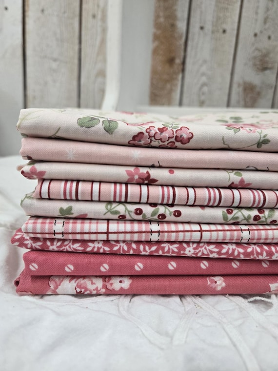 A Very Sweet Christmas...HALF Yards Pink Rose Blush bundle...Anne Sutton/Bunny Hill Designs...Moda Fabrics...9 prints