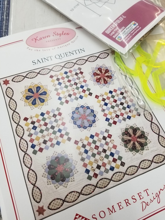 Saint Quentin by Karen Styles of Somerset Designs...pattern and Queen's Folly block papers and acrylic templates