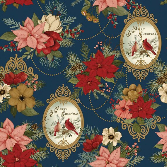 Christmas Greetings...CD17660-NAVY...Sandy Gervais...Riley Blake Designs