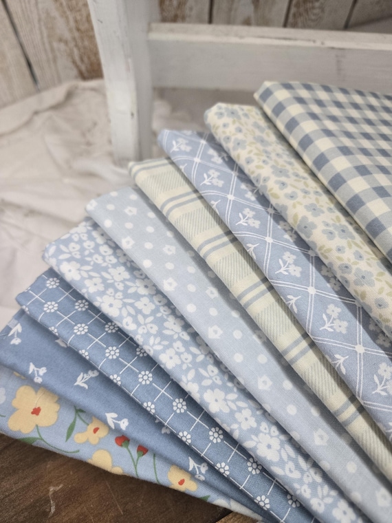 Cottage Charm...FQ Blue Bundle...Heather Briggs of My Sew Quilty Life...Moda Fabrics...9 prints