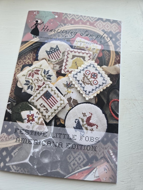 Festive Little Fobs: Americana...Heartstring Samplery...Beth Twist...cross stitch pattern