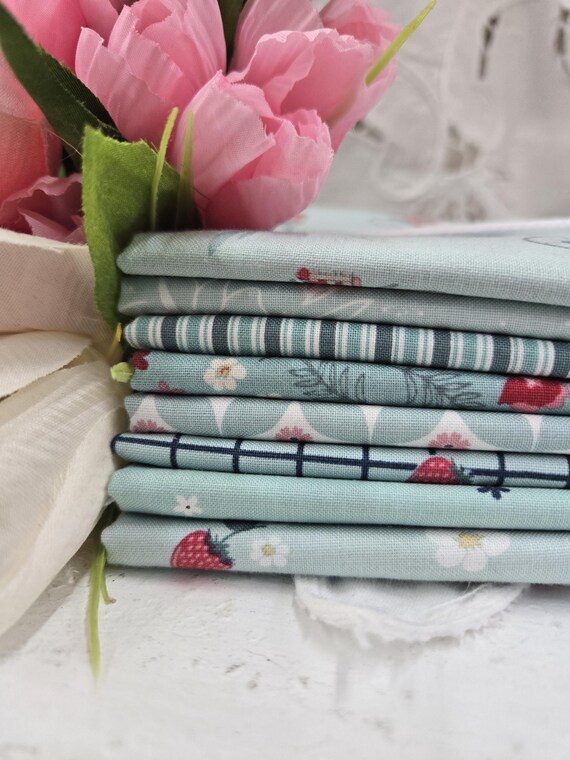 Berry Market...Mint HALF YARD Bundle...Beverly McCullough...Riley Blake Designs...8 prints