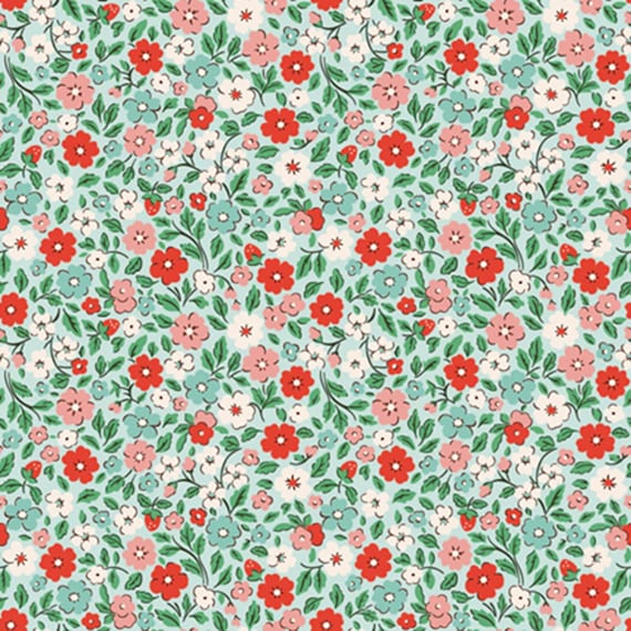 Farmhouse Fancy...country flowers teal...Elea Lutz...Poppie Cotton