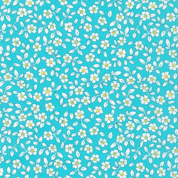 Flowerhouse 30's Basics FLH-21220-213 Teal by Debbie Beaves for Robert Kaufman Fabrics